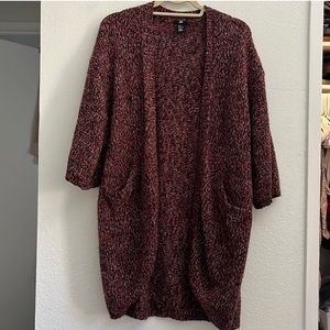 H&M Red/Black 3/4 Sleeves Cardigan